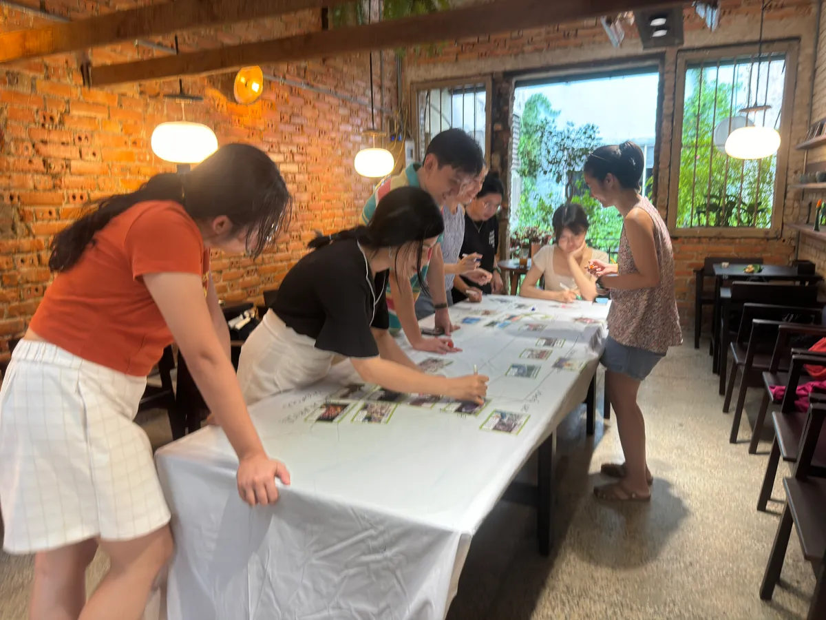 Team collaborating on circular economy card connections